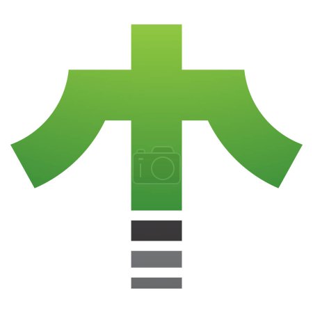 Téléchargez les photos : Croix verte et noire en forme de lettre T Icône sur fond blanc - en image libre de droit