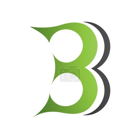 Téléchargez les photos : Courbe verte et noire Lettre B Icône ressemblant au numéro 3 sur fond blanc - en image libre de droit