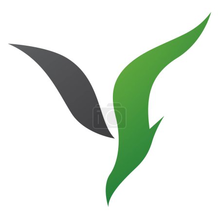 Foto de Pájaro de buceo verde y negro en forma de letra Y icono sobre un fondo blanco - Imagen libre de derechos