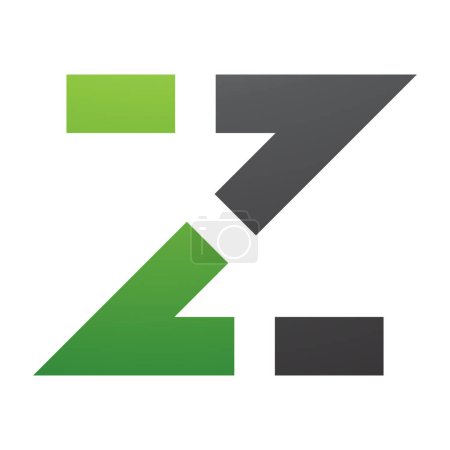 Foto de Línea de puntos verde y negro en forma de letra Z icono sobre un fondo blanco - Imagen libre de derechos
