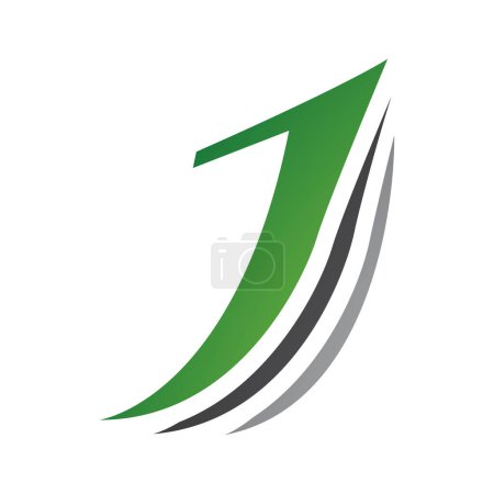 Foto de Letra en capas verde y negro J icono sobre un fondo blanco - Imagen libre de derechos