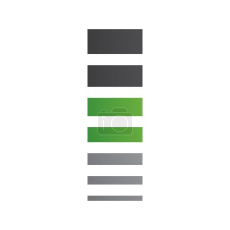Foto de Icono de Letra I verde y negra con rayas horizontales sobre fondo blanco - Imagen libre de derechos