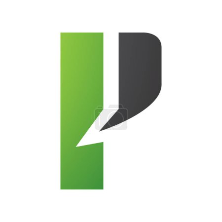 Foto de Icono de la letra P verde y negra con un rectángulo audaz sobre un fondo blanco - Imagen libre de derechos