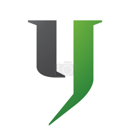 Photo for Green and Black Lowercase Letter Y Icon on a White Background - Royalty Free Image