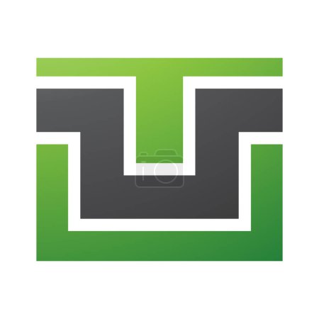 Téléchargez les photos : Rectangle vert et noir en forme de lettre U Icône sur fond blanc - en image libre de droit