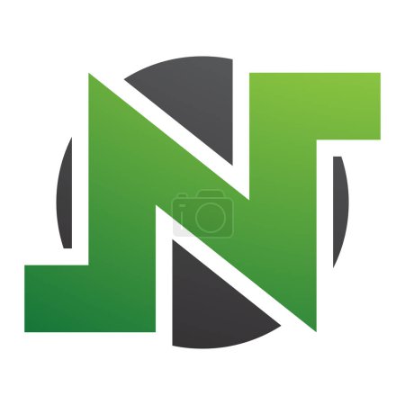 Photo for Green and Black Round Bold Letter N Icon on a White Background - Royalty Free Image