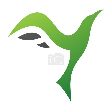Téléchargez les photos : Icône Y en forme d'oiseau montant vert et noir sur fond blanc - en image libre de droit