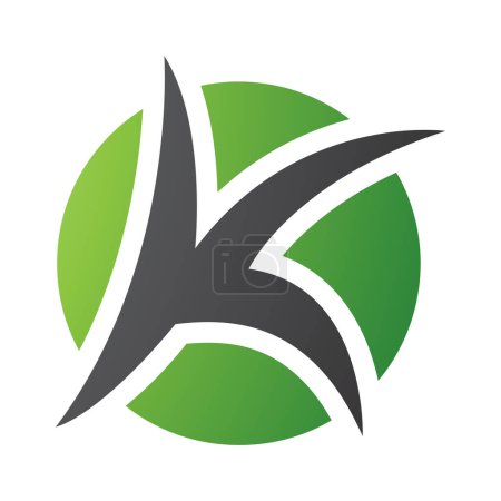 Foto de Letra puntiaguda redonda verde y negra K Icono sobre fondo blanco - Imagen libre de derechos