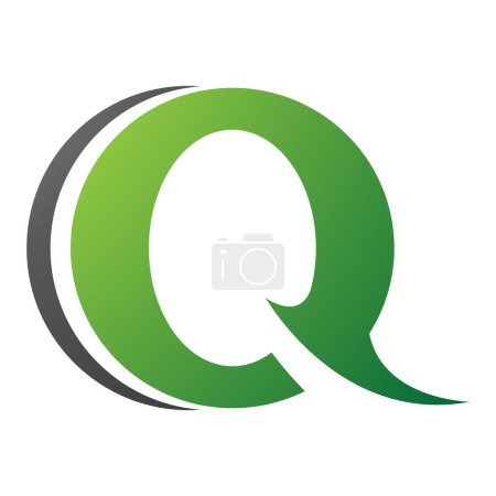 Téléchargez les photos : Icône ronde pointue verte et noire en forme de lettre Q sur fond blanc - en image libre de droit