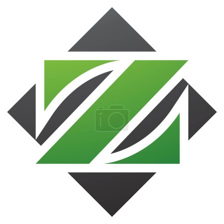 Foto de Diamante cuadrado verde y negro en forma de letra Z icono sobre un fondo blanco - Imagen libre de derechos