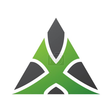 Téléchargez les photos : Triangle vert et noir en forme de lettre X Icône sur fond blanc - en image libre de droit