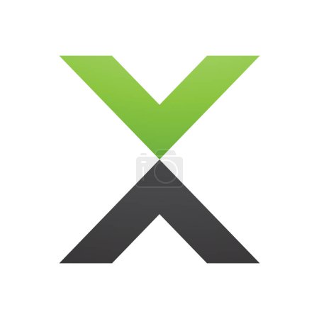 Photo for Green and Black V Shaped Letter X Icon on a White Background - Royalty Free Image