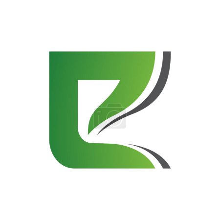 Foto de Verde y Negro ondulado en capas de la letra E icono sobre un fondo blanco - Imagen libre de derechos