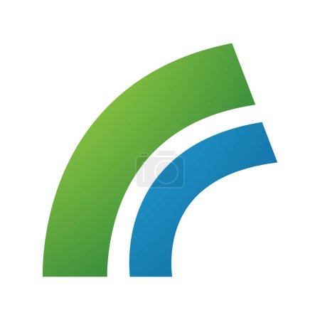 Foto de Letra en forma de arco verde y azul R icono sobre un fondo blanco - Imagen libre de derechos