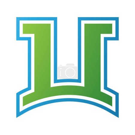 Téléchargez les photos : Arche verte et bleue en forme de lettre U Icône sur un fond blanc - en image libre de droit