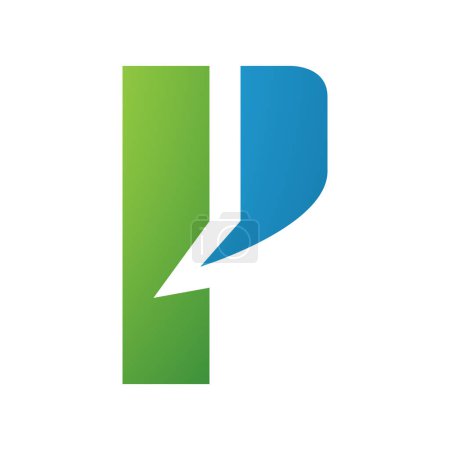 Green and Blue Letter P Icon with a Bold Rectangle on a White Background