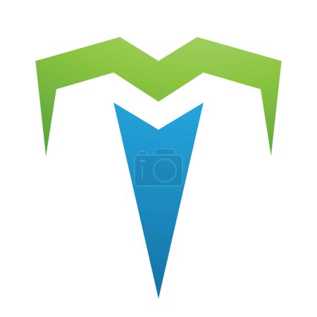 Photo for Green and Blue Letter T Icon with Pointy Tips on a White Background - Royalty Free Image