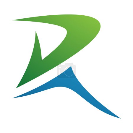 Foto de Verde y azul punta letra R icono sobre un fondo blanco - Imagen libre de derechos