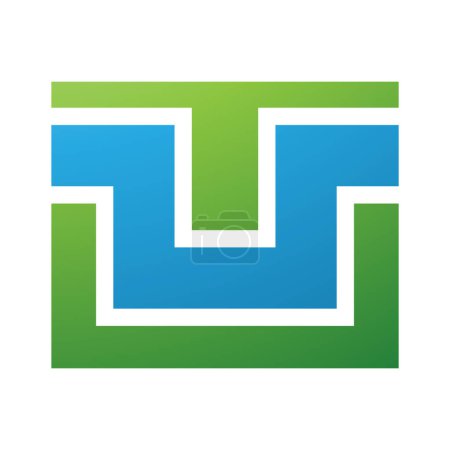 Foto de Verde y azul rectángulo en forma de letra U icono sobre un fondo blanco - Imagen libre de derechos