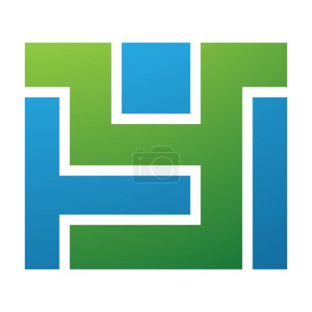 Foto de Verde y azul rectángulo en forma de letra Y icono sobre un fondo blanco - Imagen libre de derechos