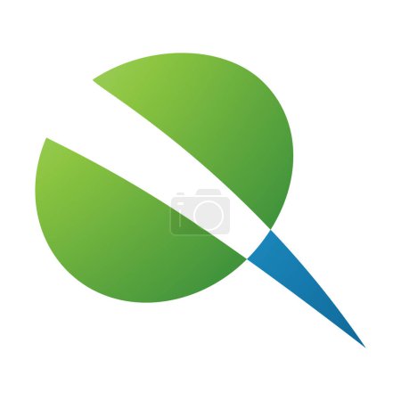 Téléchargez les photos : Vis verte et bleue en forme de lettre Q Icône sur fond blanc - en image libre de droit