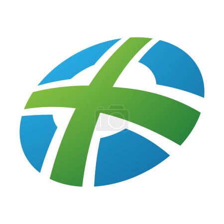 Téléchargez les photos : Icône ronde verte et bleue en forme de lettre X sur fond blanc - en image libre de droit