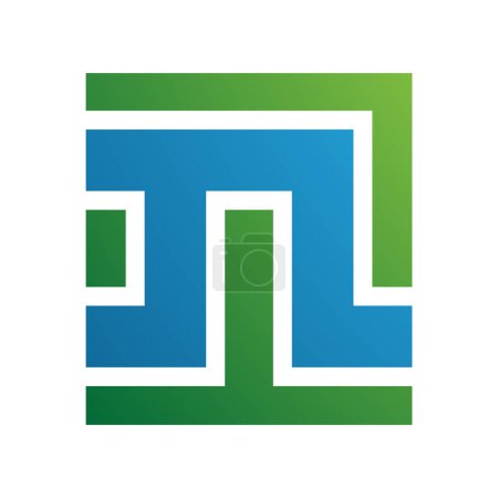 Foto de Verde y azul cuadrado en forma de letra N icono sobre un fondo blanco - Imagen libre de derechos
