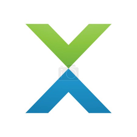 Foto de Verde y Azul V en forma de letra X icono sobre un fondo blanco - Imagen libre de derechos