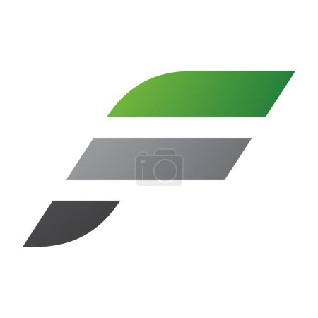 Foto de Letra F verde y gris Icono con rayas horizontales sobre fondo blanco - Imagen libre de derechos