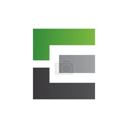 Foto de Verde Negro y Gris Rectangular Letra E icono sobre un fondo blanco - Imagen libre de derechos
