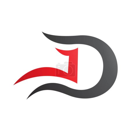 Foto de Icono de letra D gris y roja con curvas onduladas sobre fondo blanco - Imagen libre de derechos