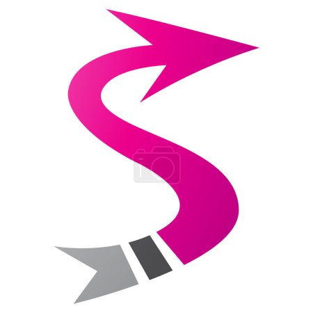 Photo for Magenta and Black Arrow Shaped Letter S Icon on a White Background - Royalty Free Image