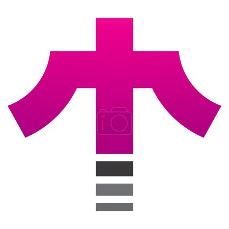 Photo for Magenta and Black Cross Shaped Letter T Icon on a White Background - Royalty Free Image