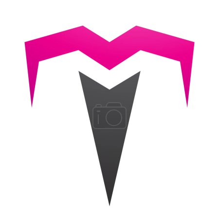 Photo for Magenta and Black Letter T Icon with Pointy Tips on a White Background - Royalty Free Image