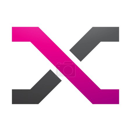 Photo for Magenta and Black Letter X Icon with Crossing Lines on a White Background - Royalty Free Image