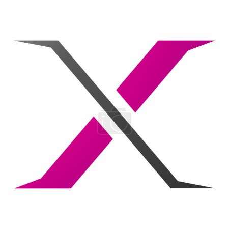 Photo for Magenta and Black Pointy Tipped Letter X Icon on a White Background - Royalty Free Image