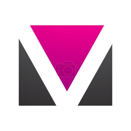 Photo for Magenta and Black Rectangular Shaped Letter V Icon on a White Background - Royalty Free Image