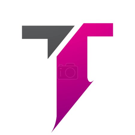 Photo for Magenta and Black Split Shaped Letter T Icon on a White Background - Royalty Free Image