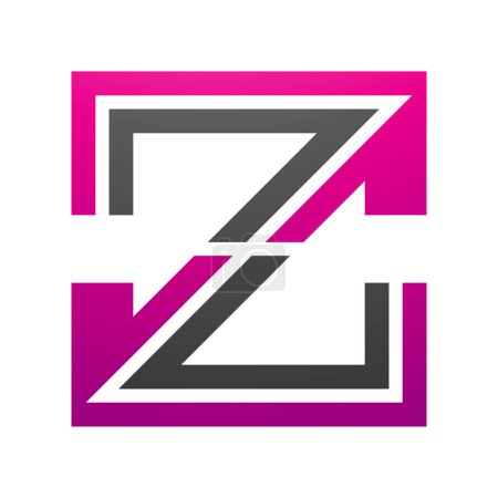 Foto de Magenta y Negro Rayas en forma de letra Z icono sobre un fondo blanco - Imagen libre de derechos