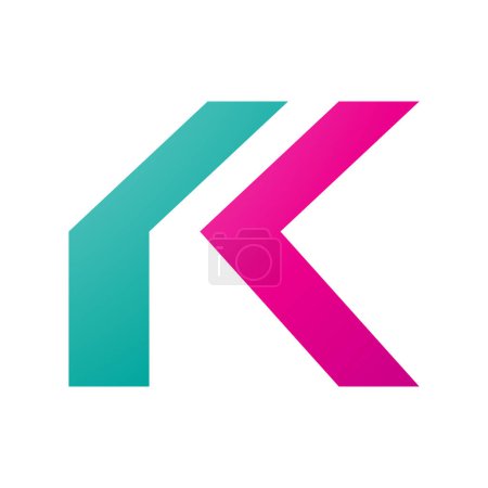 Photo for Magenta and Green Folded Letter K Icon on a White Background - Royalty Free Image