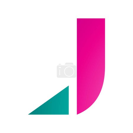 Photo for Magenta and Green Letter J Icon with a Triangular Tip on a White Background - Royalty Free Image