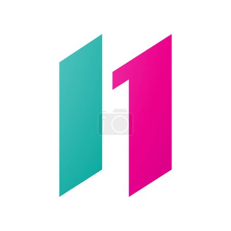 Photo for Magenta and Green Letter N Icon with Parallelograms on a White Background - Royalty Free Image