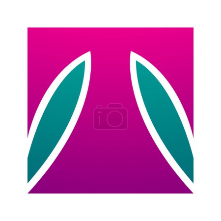 Photo for Magenta and Green Square Shaped Letter T Icon on a White Background - Royalty Free Image