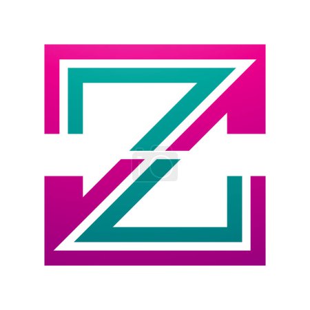Foto de Magenta y verde de rayas en forma de letra Z icono sobre un fondo blanco - Imagen libre de derechos