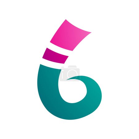 Photo for Magenta and Persian Green Curly Spike Shape Letter B Icon on a White Background - Royalty Free Image