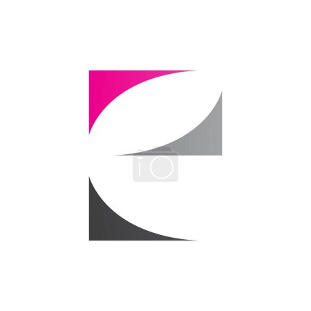 Photo for Magenta Black and Grey Lowercase Letter E Icon with Curvy Triangles on a White Background - Royalty Free Image