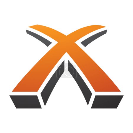 Téléchargez les photos : Orange et noir 3d en forme de lettre X icône sur un fond blanc - en image libre de droit