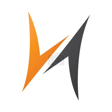 Foto de Flecha Naranja y Negro en forma de letra H icono sobre un fondo blanco - Imagen libre de derechos