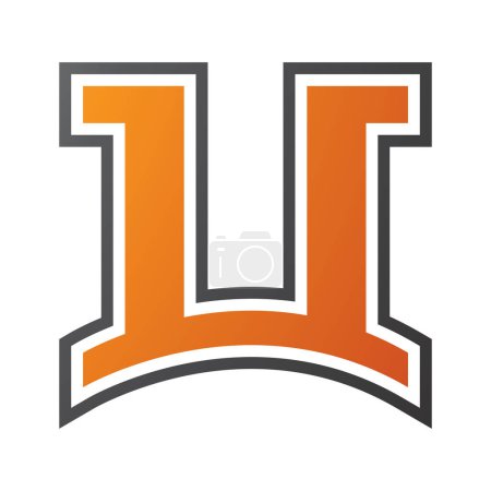Téléchargez les photos : Arche orange et noire en forme de lettre U Icône sur un fond blanc - en image libre de droit