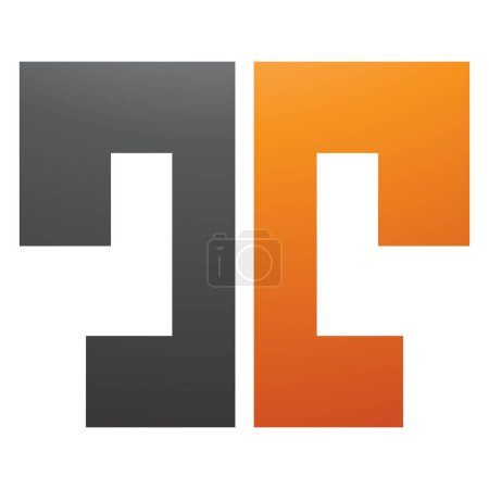Foto de Naranja y Negro negrita en forma de letra dividida T icono sobre un fondo blanco - Imagen libre de derechos
